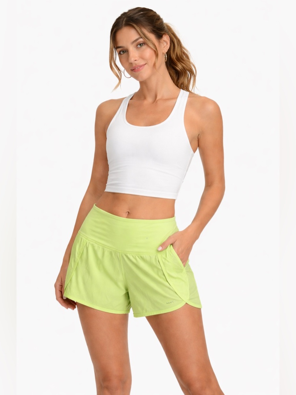 Lululemon Neon Green Running Shorts Size 6 Lightweight Athletic Gym Hotty Hot